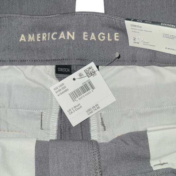 Women's AE Baggy Flare Stretch Poppy Trousers 2 *SHORT* Grey NWT's! - Picture 11 of 15